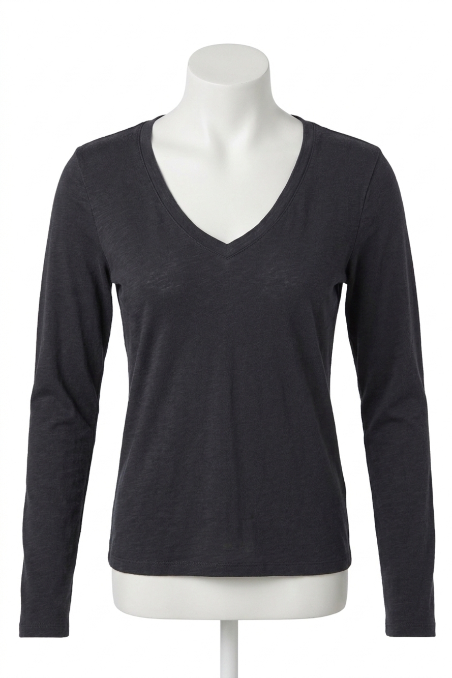 NEW ANOTHER LOVE sophie rib long sleeve tee in dark grey